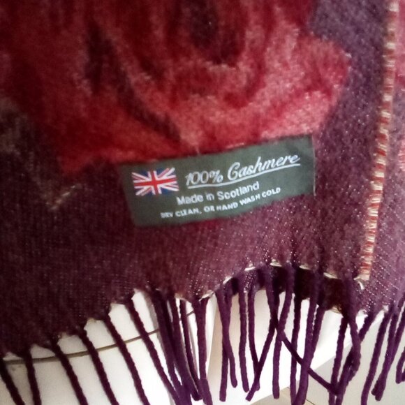 Vtg  Pure Cashmere Scarf / Wrap Fringes Vibrant Earthy Colors Made In Scotland - Picture 4 of 7